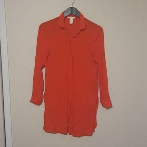 COPY  H&M deep orange button down tunic length  shirt